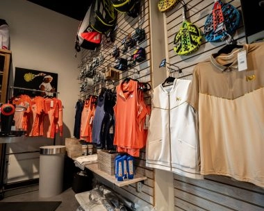 Pro shop at Mouratoglou Academy Zephyrhills selling tennis equipment and merchandise.