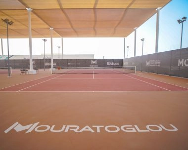 Hard tennis court at Mouratoglou Tennis Center Hudayriyat Island.