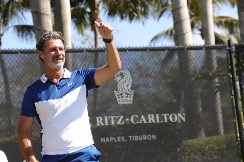 Patrick Mouratoglou encouraging a player during a training session at Mouratoglou Tennis Center Naples, Florida