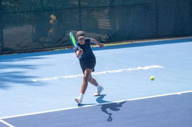 Tennis player in action during training at Mouratoglou Tennis Center Boston, Massachusetts