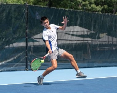 Young player on court at Mouratoglou Tennis Center Boston