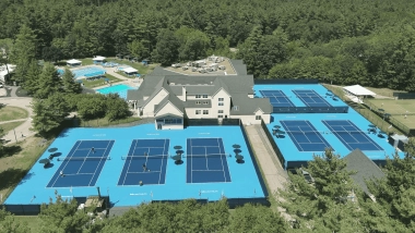 Aerial view of Mouratoglou Tennis Center Boston courts