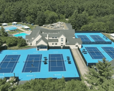 Aerial view of Mouratoglou Tennis Center Boston courts