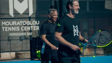 Patrick Mouratoglou coaching on court at Mouratoglou Tennis Center Horseshoe Bay.