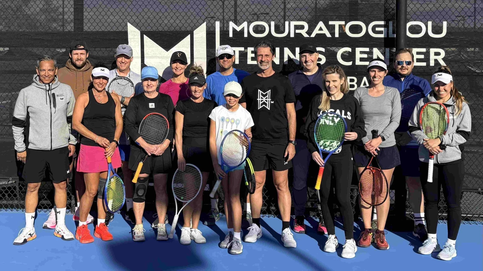 Adult tennis clinic with Patrick Mouratoglou and players at Mouratoglou Tennis Center Horseshoe Bay.