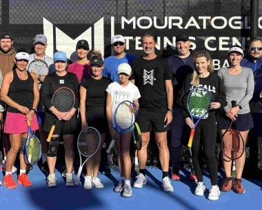 Adult tennis clinic with Patrick Mouratoglou and players at Mouratoglou Tennis Center Horseshoe Bay.