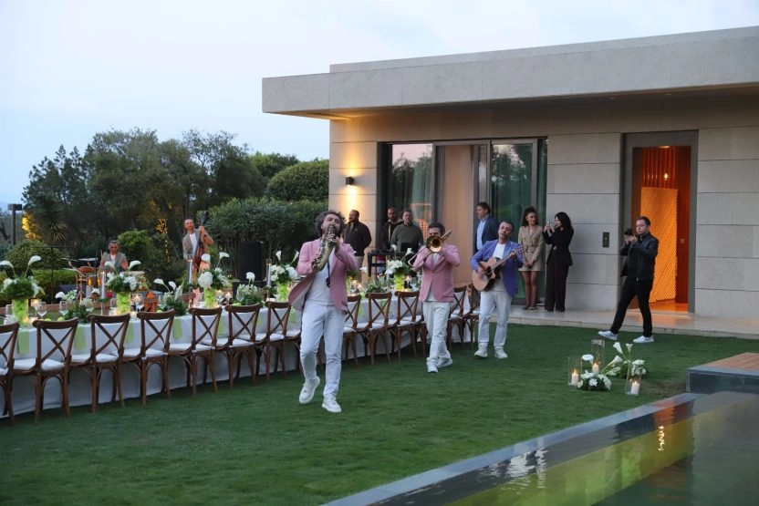 Live musicians performing during an outdoor event at Mouratoglou Tennis Center Bodrum.