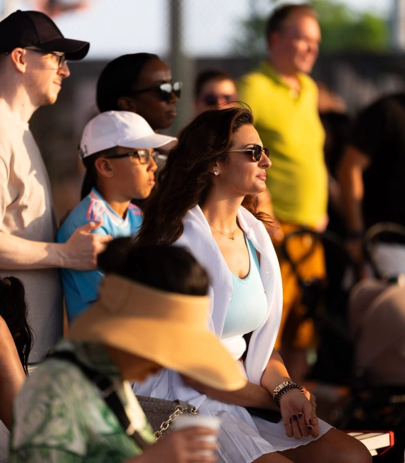 Spectators watching tennis action during an event at Mouratoglou Tennis Center Hudayriyat Island in Abu Dhabi.