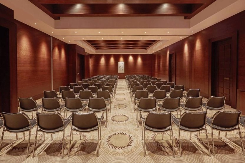 Conference room setup with theater-style seating at The Westin Resort Costa Navarino, ideal for meetings, presentations, and corporate events.